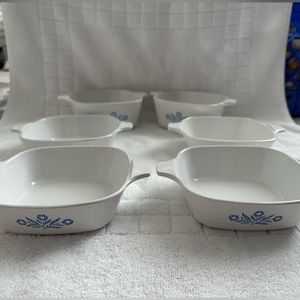 Set of (6) Corningware Cornflower Blue Casserole/Baking dishes